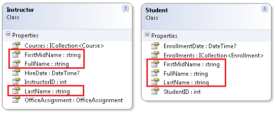 冗長コードが強調表示された Student クラスと Instructor クラスを示すスクリーンショット。