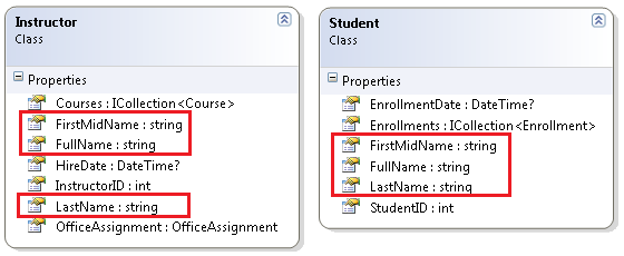 顯示已醒目提示備援代碼的 Student 和 Instructor 課程螢幕快照。